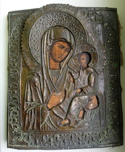 Икона Божией Матери Тихвинская, 19 век, живопись, с рубля!