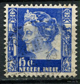 Нидерландская Индия - 1934/1937 - Королева Вильгельмина 15С - [Mi.215] - 1 марка. Гашеная.  (Лот 78EW)-T25P3