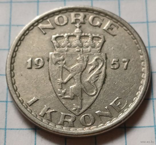 Норвегия 1 крона, 1957    ( 2-11-7 )