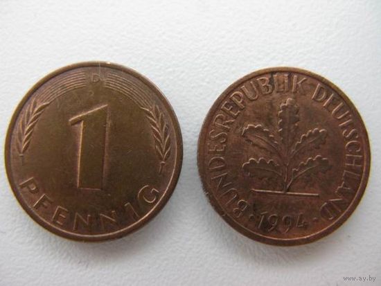 Германия  1 пфенниг  1994  J  ( имеются почти все года и монетные дворы )