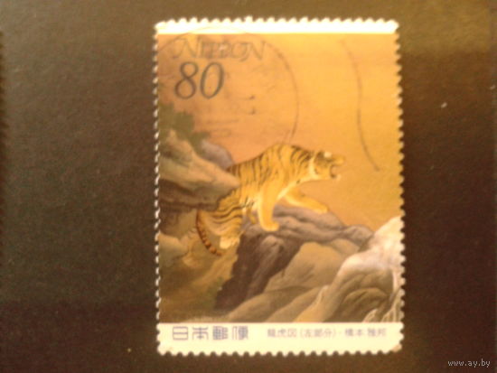 Япония 2000 неделя филателии, живопись тигр
