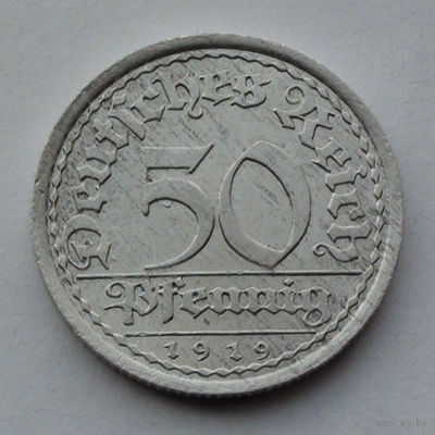 Германия - Веймарская республика 50 пфеннигов. 1919. А