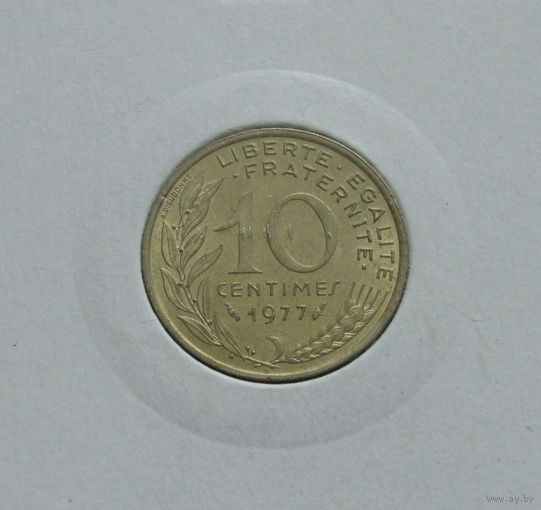 Франция 10 сантимов 1977 в холдере