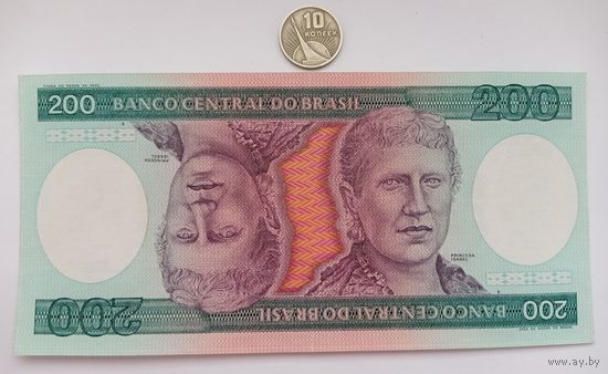 Werty71 Бразилия 200 крузейро 1984 UNC банкнота