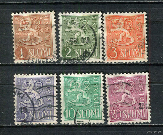 Финляндия - 1954/1955 - Гербы - 6 марок. Гашеные.  (Лот 63EO)-T7P9