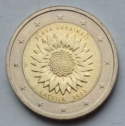 Латвия 2 евро 2023 г. Слава Украине