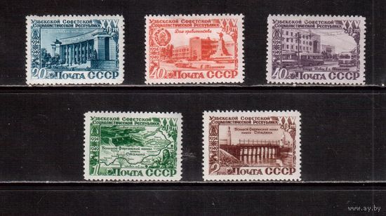 СССР-1950, (Заг.1397(1)-1402(1)),   *  , 5 марок , Узбекская ССР