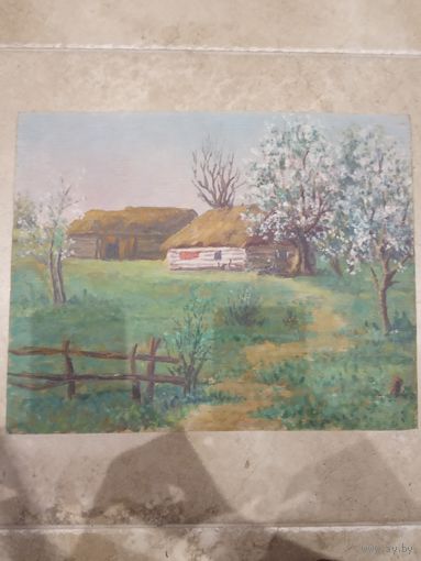 Картина маслом "Весна на хуторе".1982 год.