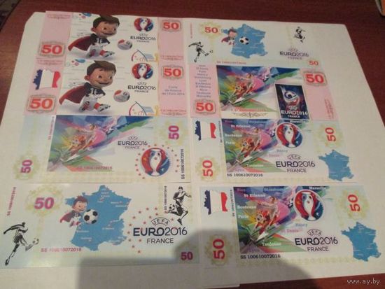 ЕВРО-2016.Сувенирные банкноты 4 шт