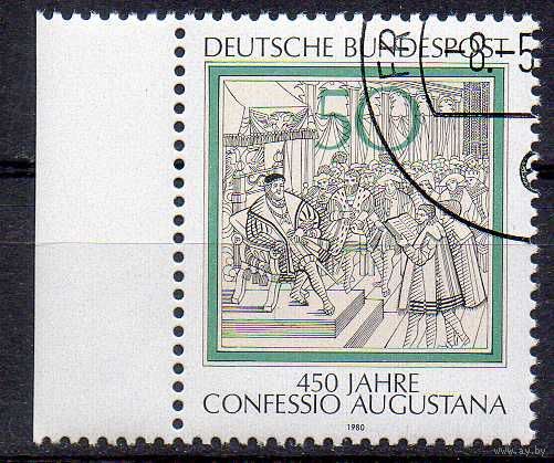 450 лет Аугсбургского Исповедания ФРГ 1980 год серия из 1 марки