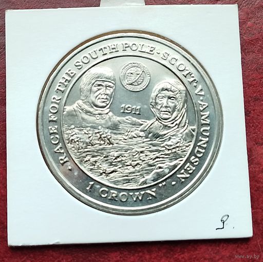 Фолклендские острова 1 крона, 2007 Путешествие к Южному полюсу. Монета в холдере!