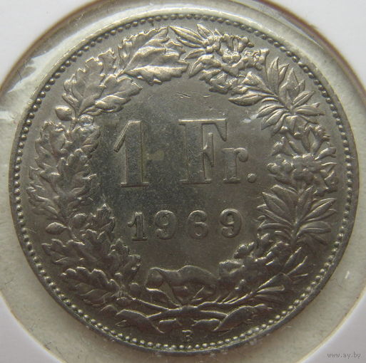 Швейцария 1 франк 1969 г. В холдере