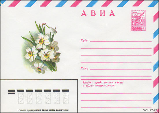 Художественный маркированный конверт СССР N 14876 (20.03.1981) АВИА  [Нарцисс]