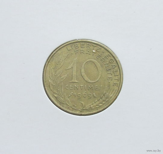 Франция 10 сантимов 1969 в холдере