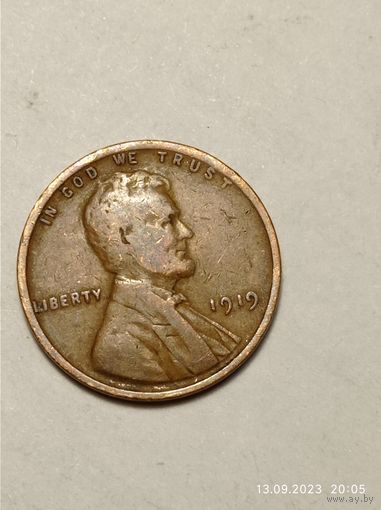 США 1 цент 1919 года .