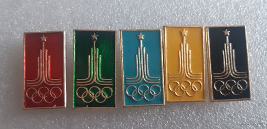 Значки Олимпиада 1980, набор 5 штук