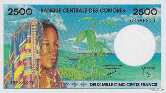 [КОПИЯ] Коморские о-ва 2500 франков 1997 г.