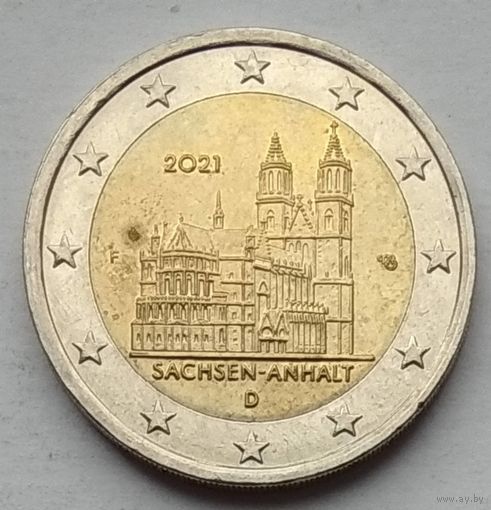 Германия 2 евро 2021 г. F. Саксония-Анхальт. Магдебургский собор