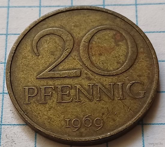 Германия - ГДР 20 пфеннигов, 1969    ( 3-1-2 )