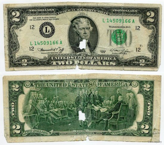 США. 2 доллара (образца 1976 года, L, Калифорния, P461)