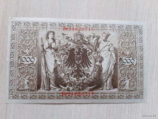 Германия 1000 марок 1910 Берлин, красная печать, большая, красивая, сохран!