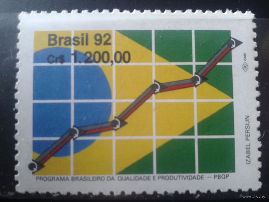 Бразилия 1992 Программа роста продукции на фоне гос. флага, график**