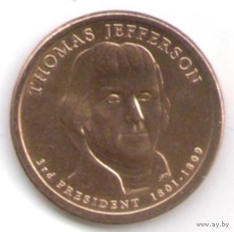1 доллар США 2007 год 3-й Президент Томас Джефферсон _состояние аUNC
