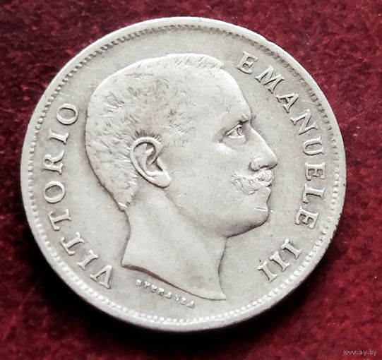 Серебро 0.835! Италия 1 лира, 1901-1907