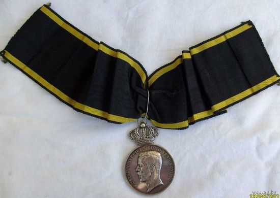 Большая, шейная, серебрянная (38гр.) медаль Швеция. 1937г  "За добросовестность и усердие"