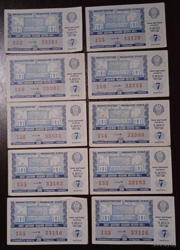 Лотерейные билеты СССР. 1983 г. Один билет - 2 рубля.