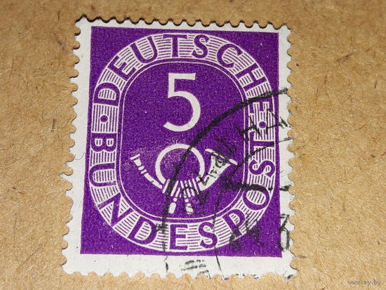 Германия ФРГ 1951 Стандарт Цифры Почтовый рожок