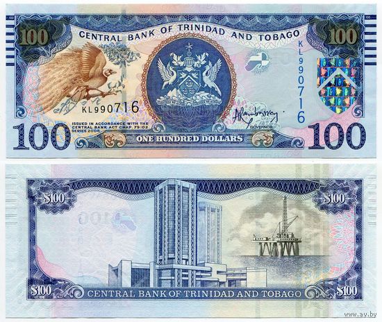 Тринидад и Тобаго. 100 долларов (образца 2006 года, P51b, UNC)