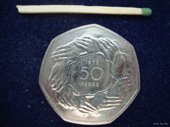 Монета 50 пенсов, 1973 г, Англия.