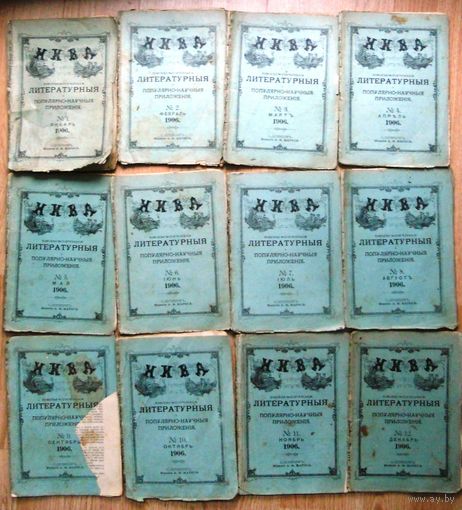 Годовой комплект. Ежемесячные литературные и популярно-научные приложения к журналу Нива на 1906 г.