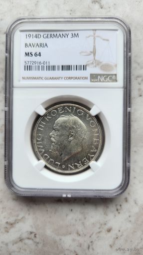 3 марки Бавария 1914  MS64