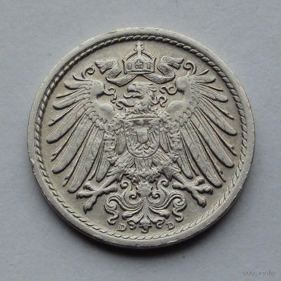Германия - Германская империя 5 пфеннигов. 1912. D