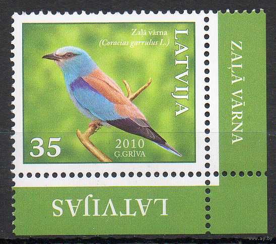 Птицы Латвия 2010 год 1 чистая марка