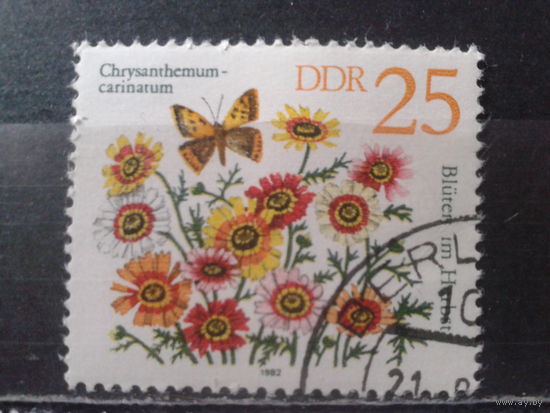 ГДР 1982 Цветы и бабочка