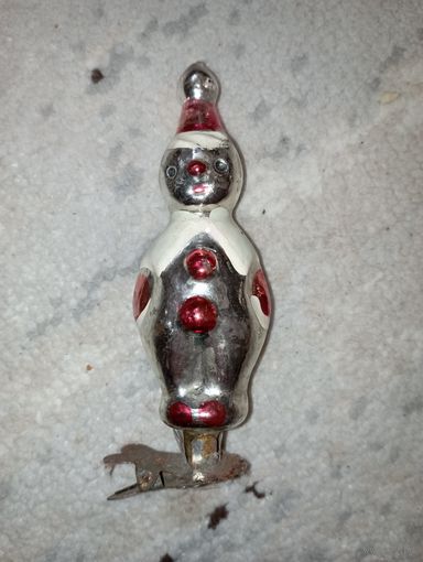 Советская елочная игрушка на прищепке Клоун