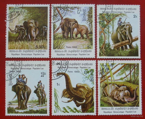 Лаос. Слоны. ( 6 марок ) 1982 года. 7-9.