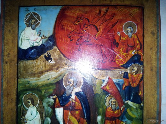 Икона "Огненное восхождение Пророка Ильи" 19век.