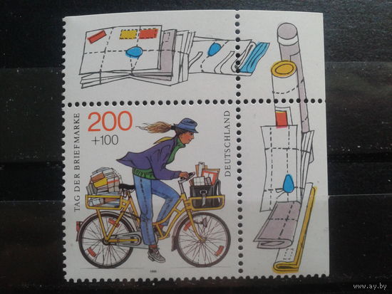 Германия 1995 День марки,** почтальон на велосипеде Михель-3,4 евро