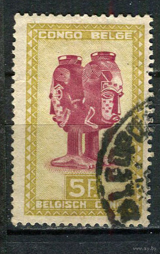 Бельгийское Конго - 1947/1950 - Искусство 5Fr - (есть надрыв) - [Mi.281] - 1 марка. Гашеная.  (Лот 43EX)-T25P1