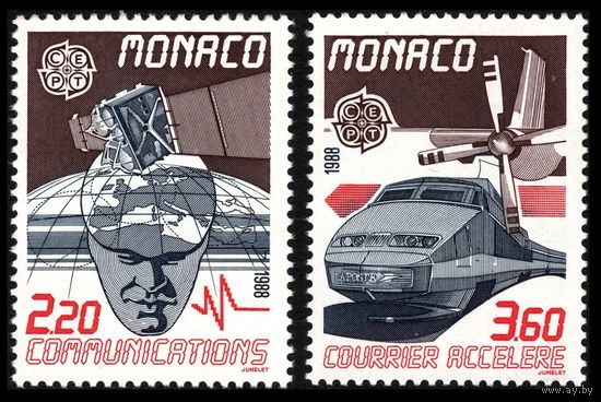 1988 Монако 1859-1860 Европа CEPT / Спутник 5,00 евро