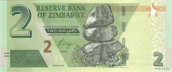 Зимбабве 2 доллара образца 2019 года UNC pw101