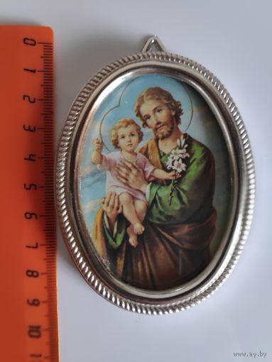 Святой Иосиф с младенцем Иисусом. (Католическая современная икона )