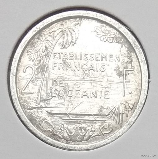 Французская Океания 2 франка 1949 г. В холдере