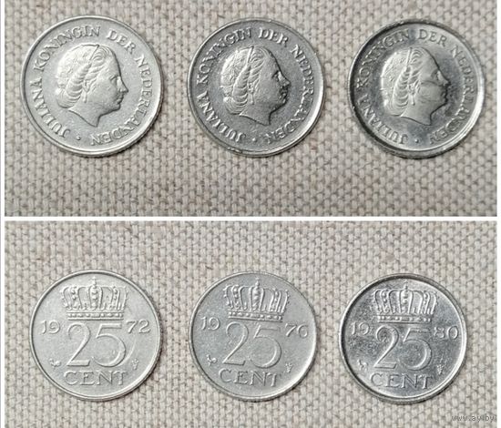 Нидерланды 25 центов 1972/1976/1980