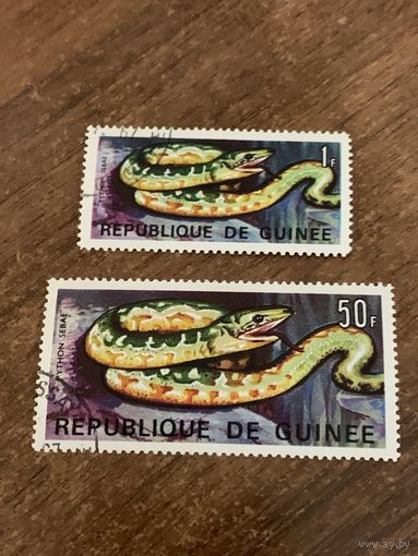 Гвинея 1967. Рептилии. Змеи Гвинеи. Большая и малая марка. Марка из серии