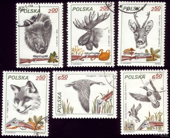 6 марок 1981 год Польша Охотничьи трофеи 2746-2751
